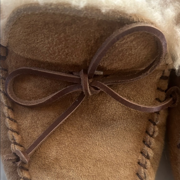 Cozy Tan Kids Moccasin Slippers - Picture 6 of 7